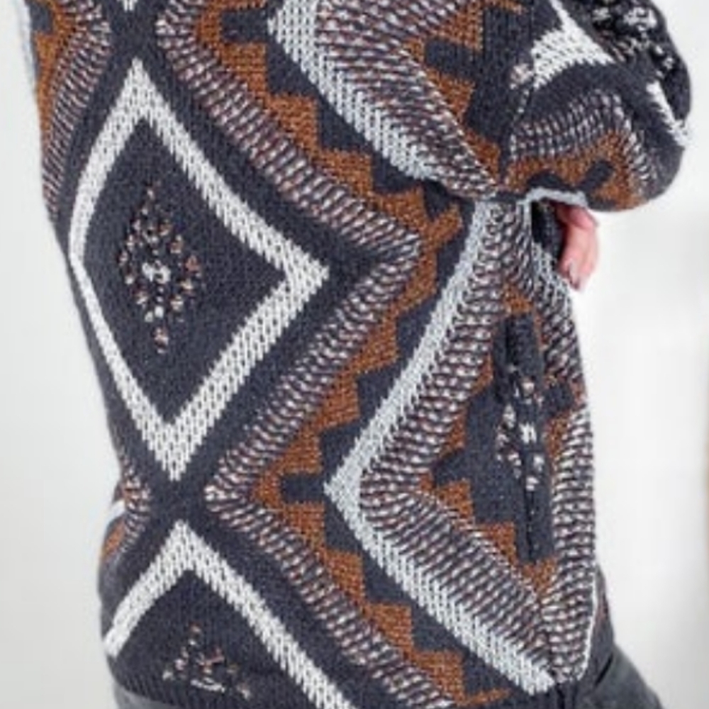 Metallic Detail Aztec Sweater - Picture 6 of 8